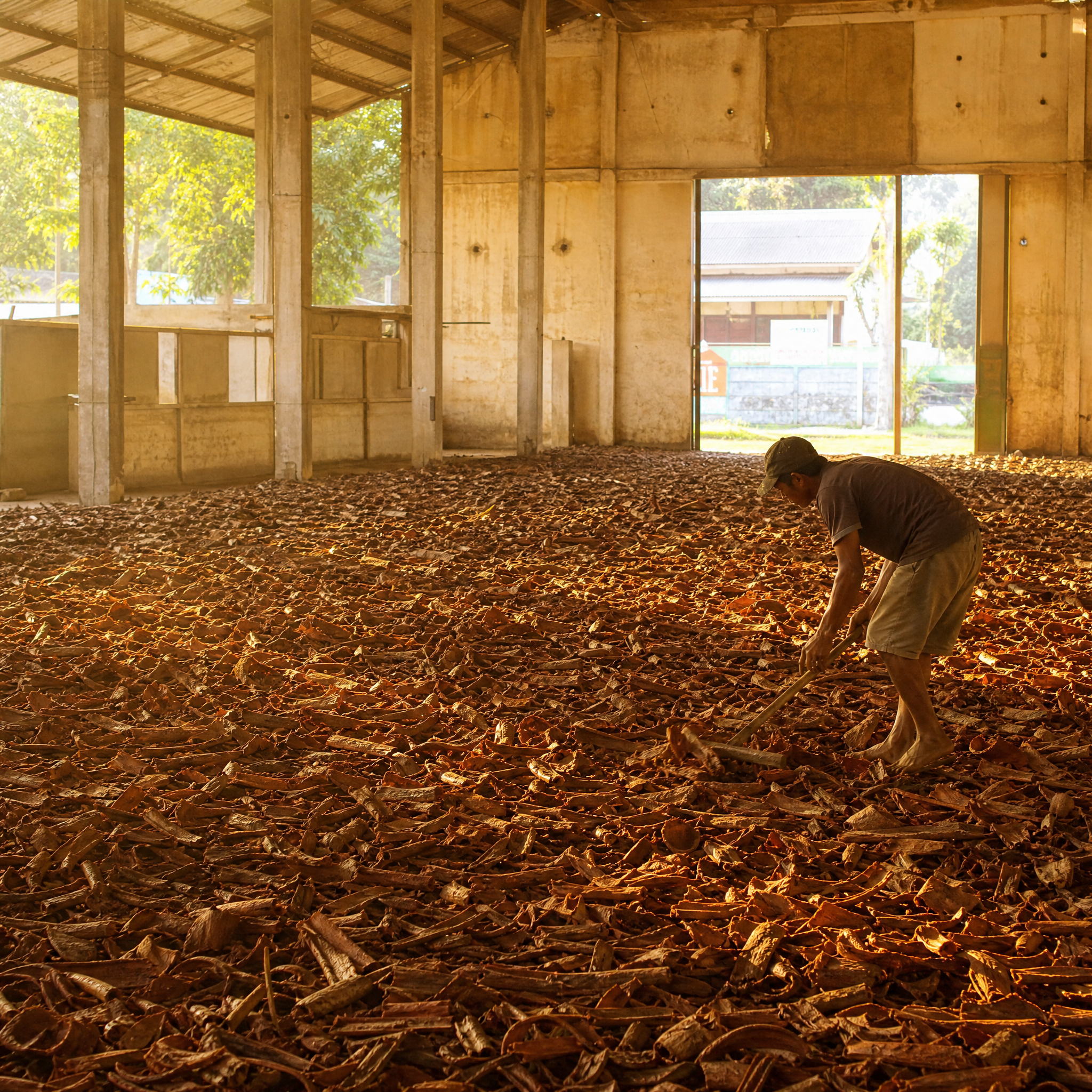 Cinchona bark drying — quinine extraction for Verandah Tonic